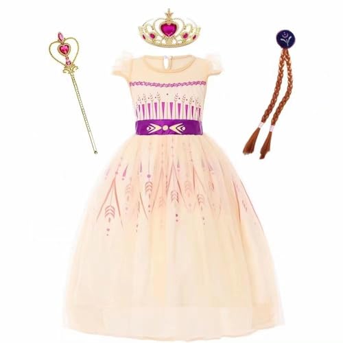 MISS & MR BM Anna Kleid Prinzessin Kostüme für Mädchen - Anna Dress Up Set für Faschingsparty, Geburtstag, Karneval und Halloween, Alter 3-4 Jahre von MISS & MR BM