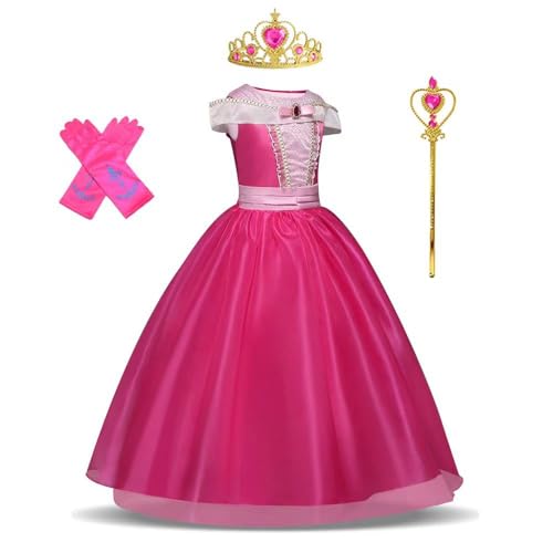 MISS & MR BM Dornröschen Dress Up für Mädchen Prinzessin Kostüme Aurora Verkleidung Set mit Zubehör für Party Geburtstag Halloween Cosplay 9-10 Jahre von MISS & MR BM