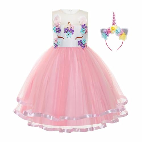 MISS & MR BM Prinzessin Einhorn Kostüm Set Mädchen - Einhorn Kleid Outfit und Haarreif Kinder für Geburtstage, Party, Karneval und Halloween, 3-4 Jahre von MISS & MR BM