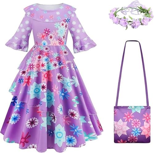 MISS & MR BM Prinzessin Kleid Mädchen - Isabela Kostüm für Kinder - Faschingskostüme Mädchen Kleid für Geburtstage, Party, Karneval und Halloween (7-8 Jahre, 128 cm) von MISS & MR BM