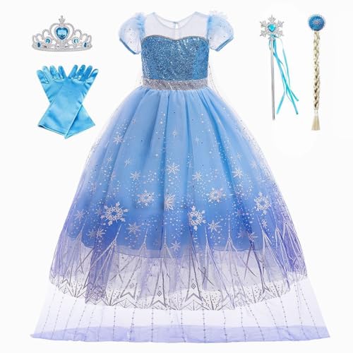 MISS & MR BM Prinzessin Kostüm Set für Mädchen - Schneeprinzessin Kleid & Kinder Kostüm Accessoires für Geburtstage, Party, Karneval und Halloween, 2-3 Jahre von MISS & MR BM