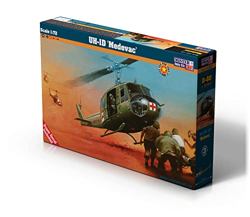 MISTER CRAFT HOBBY KITS Mistercraft Modellbausatz UH-1D Medevac, Maßstab 1:72, Plastikbausatz, Bausatz zum Zusammenbauen, Inklusive Klebstoff, Kunststoffmodell, Bauanleitung, 238mmx140mm, Schwarz von MISTER CRAFT HOBBY KITS