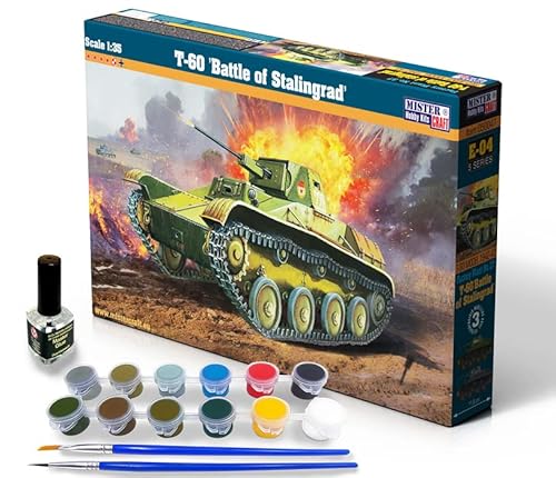 Mistercraft Modellbausatz T-60 Battle of Stalingrad Maßstab 1:35, Plastikbausatz, Bausatz zum Zusammenbauen, Inklusive Klebstoff, Kunststoffmodell, Bauanleitung, Set mit Farben, 117.2mmx65.7mm von MISTER CRAFT HOBBY KITS