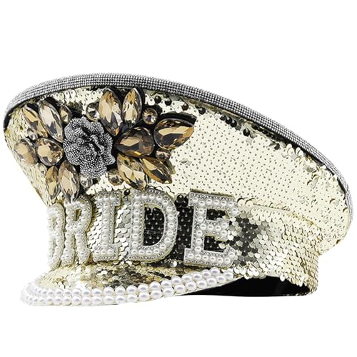 MISUVRSE Brauthut mit Handperlen, glänzende Kristallkapitän, Perlen, schwere Perlen, Kapitän für Junggesellinnenabschied, Hochzeitszubehör für Empfang MISUVRSE Brauthut mit Handperlen, glänzende Kristallkapitän, Perlen, schwere Perlen, Kapitän für Junggesellinnenabschied, Hochzeitszubehör für Empfang von MISUVRSE