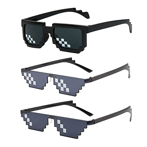 MIVAIUN 3 Pack Sonnenbrille Pixel Sonnenbrillen Kunststoff Pixel Sonnenbrillen Partyzubehör Kinderspielzeug Unisex Mosaikbrille Lustige Brille für Fotoshooting Party Geburtstag (Schwarz) von MIVAIUN