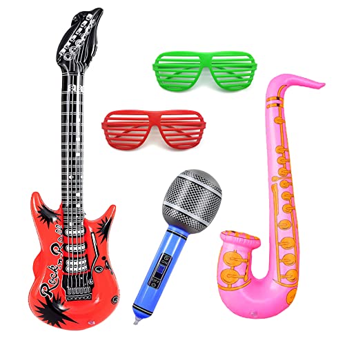 MIVAIUN 5 Stück Luftgitarre Rockstar Aufblasbare Air Guitar aufblasbare Instrumente Aufblasbare Party Props Party Supplies Favors Ballons Themenparty Festival Cosplay (5 Stück) von MIVAIUN