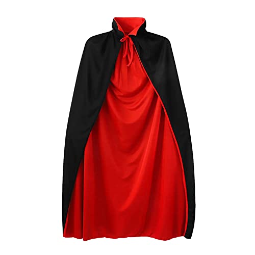 MIVAIUN Schwarz Rot Umhang Halloween Schwarz Stehkragen Umhang Hexe Cosplay Zubehör Erwachsene Kinder Halloween Kostüm Erwachsene Umhang Umhang für Halloween Verkleidung Party (Schwarz Rot, 90 cm) von MIVAIUN