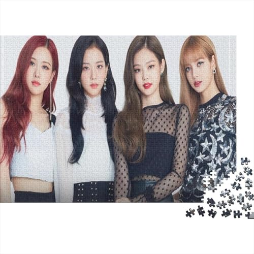 Blackpink Holzpuzzles Für Erwachsene 500 Teile Geburtstagsgeschenk Family Challenging Games Home Decor Educational Game Stress Relief Toy 500pcs (52x38cm) von MJCZEGDCR