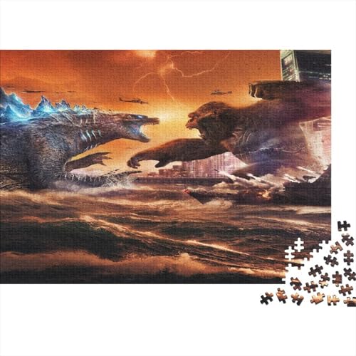 Godzilla Holzpuzzles 500 Teile Erwachsene Geburtstagsgeschenk Wohnkultur Educational Game Family Challenging Games Stress Relief Toy 500pcs (52x38cm) von MJCZEGDCR