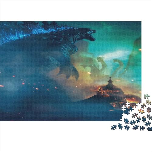 Godzilla Holzpuzzles Erwachsene 500 Teile Family Challenging Games Educational Game Wohnkultur Geburtstagsgeschenk Stress Relief 500pcs (52x38cm) von MJCZEGDCR