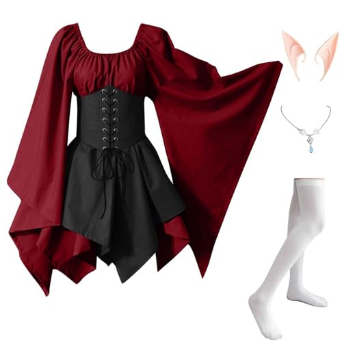 MJGkhiy Mittelalterliches Kleid Damen Krieger Elegante Kleidung Cosplay Viking Gothic Kleid Renaissance Halloween Kleid Karneval Steampunk Kostüm Prinzessin Party Viktorianisches Kleid Kurz Abend MJGkhiy Mittelalterliches Kleid Damen Krieger Elegante Kleidung Cosplay Viking Gothic Kleid Renaissance Halloween Kleid Karneval Steampunk Kostüm Prinzessin Party Viktorianisches Kleid Kurz Abend von MJGkhiy