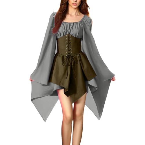 MJGkhiy Mittelalterliches Kleid Damen Volk Curvy Kleidung Cosplay Viking Halloween Renaissance Kleid Steampunk Kostüm Prinzessin Gothic Viktorianisches Kleid Kurze Zeremonie Kleid Karneval Party MJGkhiy Mittelalterliches Kleid Damen Volk Curvy Kleidung Cosplay Viking Halloween Renaissance Kleid Steampunk Kostüm Prinzessin Gothic Viktorianisches Kleid Kurze Zeremonie Kleid Karneval Party von MJGkhiy