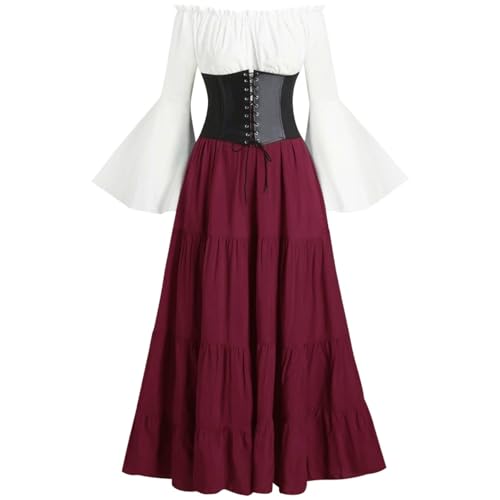 MJGkhiy Mittelalterliches Kleid Damen Volk Elegantes Kleid Karneval Halloween Kleid Renaissance Gothic Kostüm Prinzessin Steampunk Kleid Viktorianisches Kleid Lange Zeremonie Kleidung Cosplay Viking MJGkhiy Mittelalterliches Kleid Damen Volk Elegantes Kleid Karneval Halloween Kleid Renaissance Gothic Kostüm Prinzessin Steampunk Kleid Viktorianisches Kleid Lange Zeremonie Kleidung Cosplay Viking von MJGkhiy