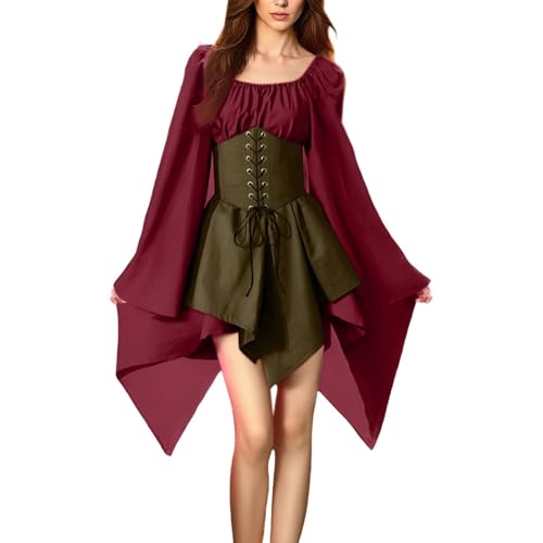 MJGkhiy Mittelalterliches Kleid Damen Volkskostüm Curvy Cosplay Viking Halloween Kleid Karneval Gothic Viktorianisches Kleid kurz Steampunk Kostüm Prinzessin Zeremonie Kleid Renaissance Abend MJGkhiy Mittelalterliches Kleid Damen Volkskostüm Curvy Cosplay Viking Halloween Kleid Karneval Gothic Viktorianisches Kleid kurz Steampunk Kostüm Prinzessin Zeremonie Kleid Renaissance Abend von MJGkhiy