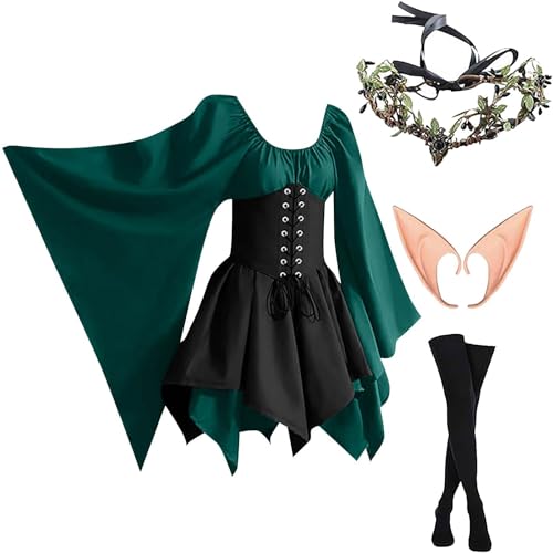 MJGkhiy Mittelalterliches Kleid für Damen, Volk, elegantes Kostüm, Gothic-Prinzessin, Cosplay, Viking, Halloween, viktorianisches Kleid, kurzes Steampunk-Kleid, Renaissance-Kleid, Partykleid, Karneval MJGkhiy Mittelalterliches Kleid für Damen, Volk, elegantes Kostüm, Gothic-Prinzessin, Cosplay, Viking, Halloween, viktorianisches Kleid, kurzes Steampunk-Kleid, Renaissance-Kleid, Partykleid, Karneval von MJGkhiy