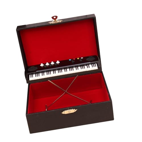 Musikinstrument-Ornament-Set Mini Elektronische Tastatur Modell Holz Ornamente Handgemachte Doppel-tastatur Elektronische Tastatur Mit Box(14cm) von MJHYUGR