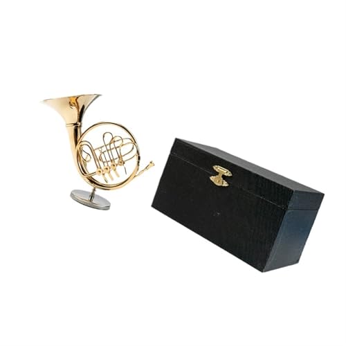 Musikinstrument-Ornament-Set Mini Französisch Horn Musical Instrument Modell Ornamente Hause Dekoration Geschenke Für Freunde(15cm) von MJHYUGR