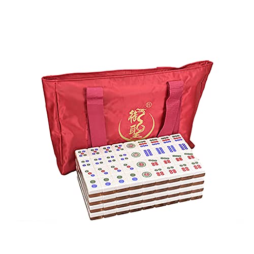 144-teiliges Crystal Mahjong-Set, professionelles chinesisches Mahjong-Spielset, mit zweifarbigen Spielsteinen, 40# Deluxe Mahjong-Klassikerspiel mit Tragetasche für die Reise, weiße, silberne Alumin von MJMLUCK