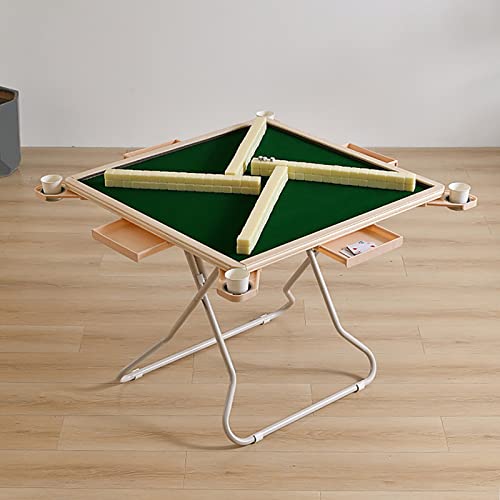 MJMLUCK 35" klappbarer Mahjong-Tisch, PVC-Kartentisch mit gerader Kante, Getränkehalter und Schublade, quadratischer, ultraschmaler Rahmen, Kaffee (Champagner groß) von MJMLUCK