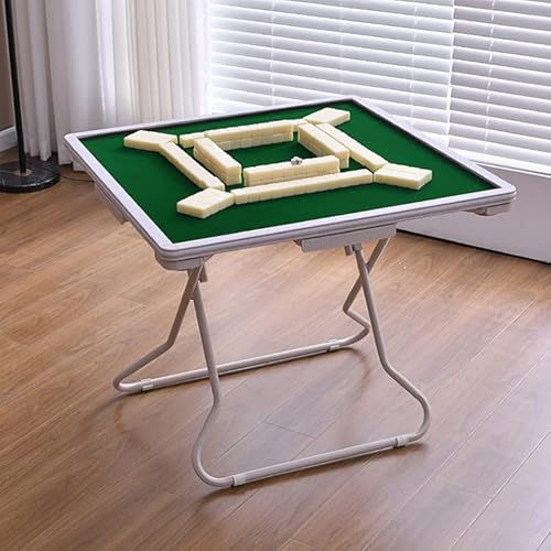 MJMLUCK 35" klappbarer Mahjong-Tisch, PVC-Kartentisch mit gerader Kante, Getränkehalter und Schublade, quadratischer, ultraschmaler Rahmen, Kaffee (Grün, groß) von MJMLUCK