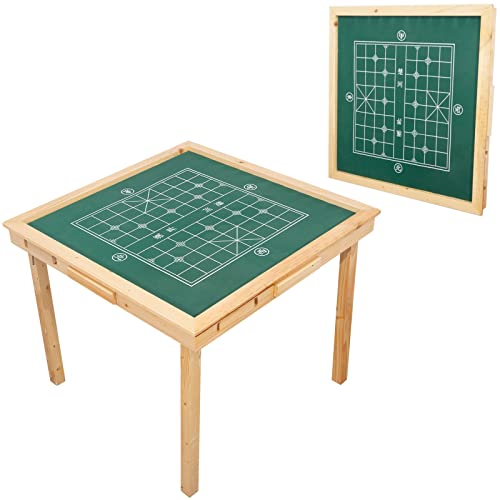 MJMLUCK Klappbarer Mahjong-Tisch, quadratischer Kartentisch, 88,9 x 88,9 cm, für 4 Personen, verschleißfester Schreibtisch für Mahjong, Poker- und Blackjack-Tisch aus Holz,A von MJMLUCK