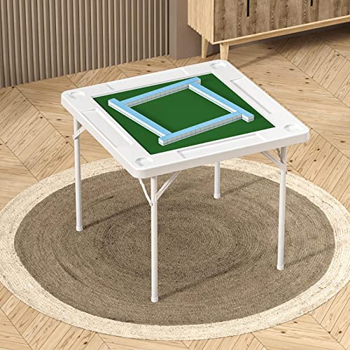 MJMLUCK Mahjong-Tisch, 89 cm großer quadratischer, zusammenklappbarer Kartentisch für 4 Spieler, PVC-Esstisch mit Getränkehaltern und Chipschalen, tragbarer Spieltisch, Pokertisch, Tisch (Tisch) von MJMLUCK