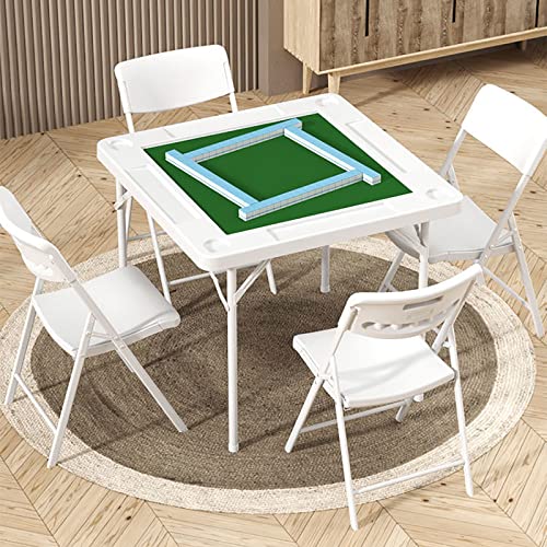 MJMLUCK Mahjong-Tisch, 89 cm großer quadratischer Klappkartentisch für 4 Spieler, PVC-Esstisch mit Getränkehaltern und Chipschalen, tragbarer Spieltisch, Pokertisch, Tisch (Tischset) von MJMLUCK