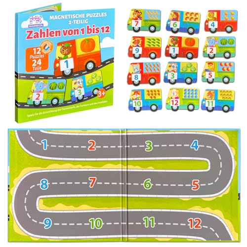 MAGNIKON, Zahlen Lernen von 1 bis 12, 12 Puzzles mit je 2 Teile, Mitbringspiel ab 4 Jahre, Kinder Magnete,Spielzeug für Unterwegs, Magnetisches Puzzle MAGNIKON, Zahlen Lernen von 1 bis 12, 12 Puzzles mit je 2 Teile, Mitbringspiel ab 4 Jahre, Kinder Magnete,Spielzeug für Unterwegs, Magnetisches Puzzle von MK MAGNIKON
