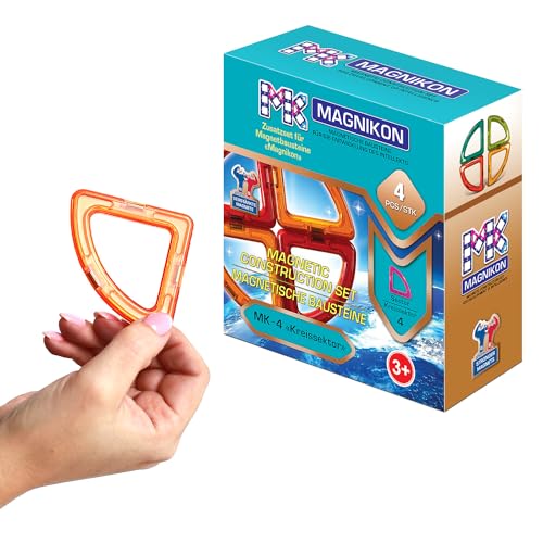 MAGNIKON Magnetische Bausteine Ersatzset - Montessori Spielzeug ab 3 Jahre, Magnetspiel Kinder, Magnetbausteine, Geschenk für Mädchen und Jungen, Montessori Spielzeug Bauklötze (Kreissektoren 4 STK) von MK MAGNIKON