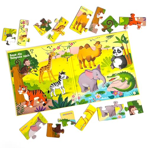 MAGNIKON UD112- Erste Puzzles Tiere in Afrika und Asien mit 25 Teilen, Puzzle ab 2 Jahren, Kinder Beschäftigung, Spiele für unterwegs, Magnet Spielzeug, Reisespiele Kinder ab 3, Meine ersten Spiele von MK MAGNIKON