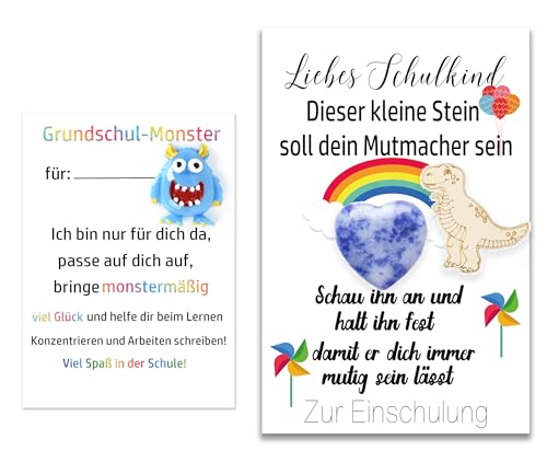 MKISHINE Mutstein zur Einschulung + mutmonster Schulkind I Glücksbringer für die Schultüte I besonderes Geschenk für Schulkind 2024 (Dino) von MKISHINE