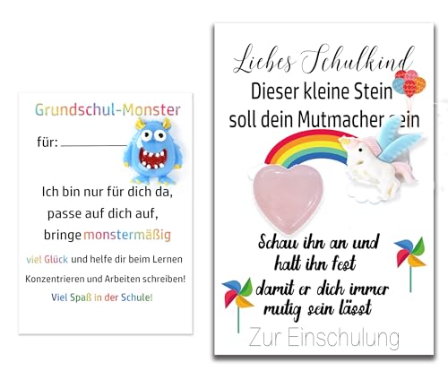 MKISHINE Mutstein zur Einschulung + mutmonster Schulkind I Glücksbringer für die Schultüte I besonderes Geschenk für Schulkind 2024 (Unicorn) von MKISHINE