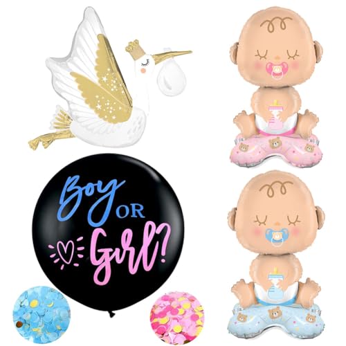 4 StüCk Boy Or Girl Gender Reveal Party，Gender Reveal Party Dekoration，Gender Reveal Ballon，Party Luftballons， Its A Boy Girl Set FüR Hochzeit、Babyshower、AnküNdigung Einer Schwangerschaft Gender von MKKZLPN