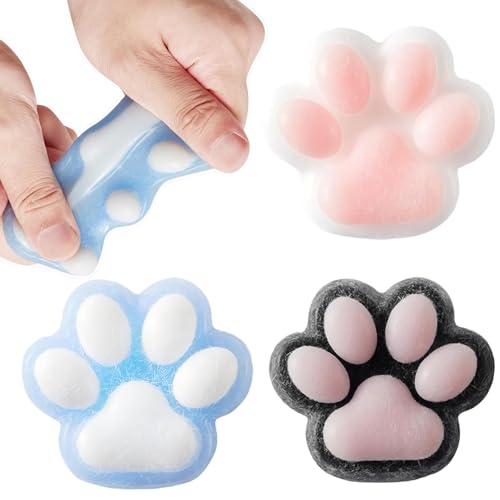 Cat Paw Squeeze Toy, 3 Stück Süße Katzenpfoten Quetschspielzeuge, Fufu Squishy für Stressabbau, Handgemachte Squishy Big Cat Paw für Kinder und Erwachsene von MKKZLPN