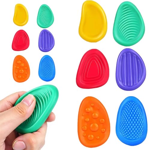 MKKZLPN Fidget Toys Sensory Stone Für Kinder 6PCS Sensory Stone Texturierte Sorge Stones Fidget Stress Spielzeug Für Angst Relief Squeeze Spielzeug Finger Toys Zappelphilipp Sensory Stone für Kinder von MKKZLPN