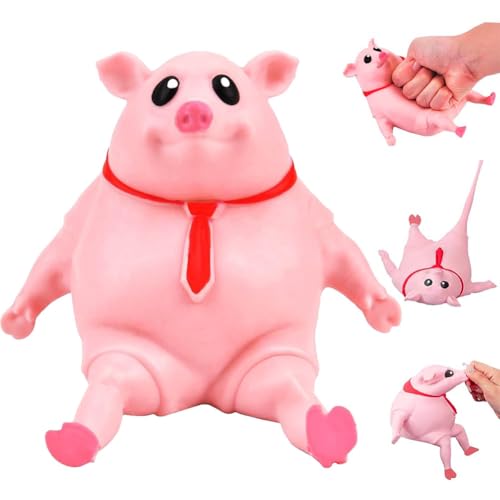 MKKZLPN Stress Schwein Stress Spielzeug, 9 x 9 cm Anti Stress Geschenke Piggy Squeeze Toy für Erwachsene und Kinder, Fidget Toys zur Beruhigung und Entspannung, Rosa Schwein von MKKZLPN