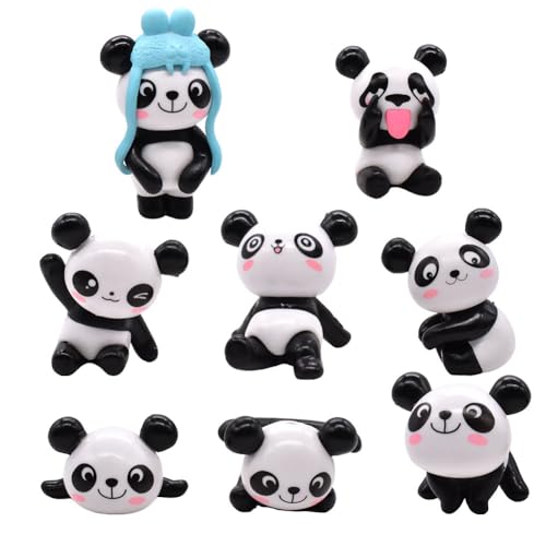 Panda Cake Topper 8 Pcs Mini Panda Figuren Panda Ornamente Niedliche Miniatur Panda Mini Dekoration Handwerk für Kinderfeste Kuchen Zuhause Bürodekoration von MKKZLPN