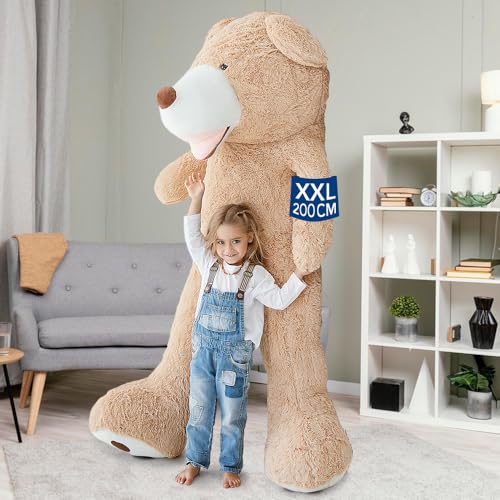 MKS XXL Teddybär 200cm – Riesiges, weiches Plüschtier zum Kuscheln – Flauschiger Riesenteddybär als Geschenk für Kinder, Freundin & Jugendliche – Perfekt für Geburtstag, Valentinstag & Weihnachten von MKS