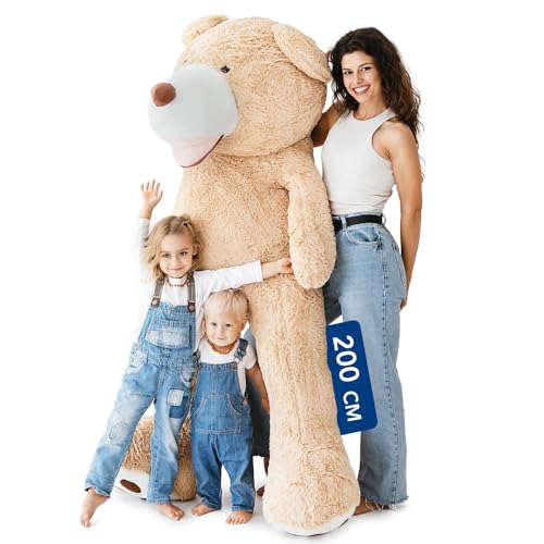 MKS XXL Teddybär 200cm – Weiches Riesen Kuscheltier für Kinder & Erwachsene – Flauschiger XXL Plüschtier Bär Geburtstag, Valentinstag & Weihnachten – Kuschelig & pflegeleicht von MKS