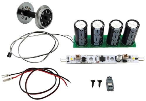 ML-Train Beleuchtungs-Set mit LED-Lichtleiste analog/digital und kugelgelagertem V-Speichen Radsatz - Für die Innenbeleuchtung in Personenwagen und Gebäuden - Gartenbahn Spur G Zubehör (Kurze Wagen) von ML-Train