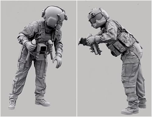 MLCYYJS 1/35 Hubschrauber Pilot Soldat Resin Modellbausatz Unbemalt und unmontiert Figur Resin Modellbausatz (2 Figuren, ohne Hubschrauber) // x9D2L4 von MLCYYJS