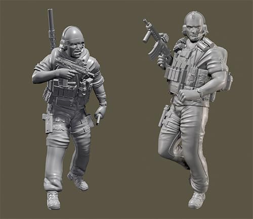 MLCYYJS 1/35 Sci-Fi Agent Warrior Resin Model Kit Unbemalt und unmontiert Figur Resin Model Kit (2 Figuren) // x9D3L4 von MLCYYJS