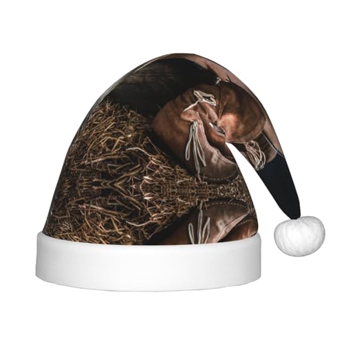 MLTRFGJ Cowgirl-Stiefel-Hut auf Bauernhof, bedruckte Weihnachtsmütze für Kinder, geeignet für Urlaub und Party-Dekoration MLTRFGJ Cowgirl-Stiefel-Hut auf Bauernhof, bedruckte Weihnachtsmütze für Kinder, geeignet für Urlaub und Party-Dekoration von MLTRFGJ