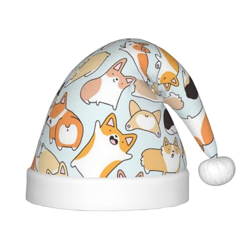 MLTRFGJ Weihnachtsmütze für Kinder, Corgi-Muster, geeignet für Urlaub und Partydekoration MLTRFGJ Weihnachtsmütze für Kinder, Corgi-Muster, geeignet für Urlaub und Partydekoration von MLTRFGJ