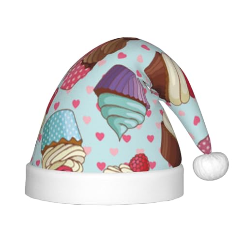 MLTRFGJ Weihnachtsmütze für Kinder, Cupcake-Muster, geeignet für Urlaub und Partydekoration MLTRFGJ Weihnachtsmütze für Kinder, Cupcake-Muster, geeignet für Urlaub und Partydekoration von MLTRFGJ