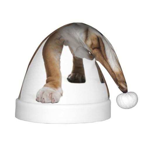 MLTRFGJ Weihnachtsmütze für Kinder, Motiv: Englische Bulldogge, geeignet für Urlaub und Partydekoration MLTRFGJ Weihnachtsmütze für Kinder, Motiv: Englische Bulldogge, geeignet für Urlaub und Partydekoration von MLTRFGJ
