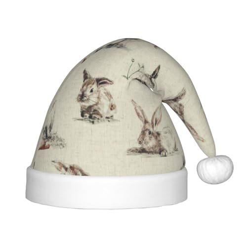MLTRFGJ Weihnachtsmütze für Kinder, Motiv: Kaninchen-Hintergrund, geeignet für Urlaub und Partydekoration MLTRFGJ Weihnachtsmütze für Kinder, Motiv: Kaninchen-Hintergrund, geeignet für Urlaub und Partydekoration von MLTRFGJ