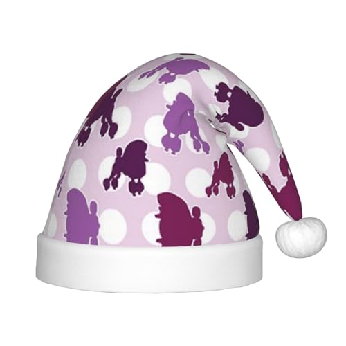 MLTRFGJ Weihnachtsmütze für Kinder, Motiv: violetter Pudel, gepunktet, geeignet für Urlaub und Partydekoration MLTRFGJ Weihnachtsmütze für Kinder, Motiv: violetter Pudel, gepunktet, geeignet für Urlaub und Partydekoration von MLTRFGJ