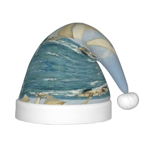 MLTRFGJ Weihnachtsmütze für Kinder, Segelboot, Schiff, Landschaft, bedruckt, geeignet für Urlaub und Party-Dekoration MLTRFGJ Weihnachtsmütze für Kinder, Segelboot, Schiff, Landschaft, bedruckt, geeignet für Urlaub und Party-Dekoration von MLTRFGJ