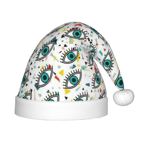 MLTRFGJ Weihnachtsmütze für Kinder, bedruckt mit bösen Blicken, geeignet für Urlaub und Partydekoration MLTRFGJ Weihnachtsmütze für Kinder, bedruckt mit bösen Blicken, geeignet für Urlaub und Partydekoration von MLTRFGJ